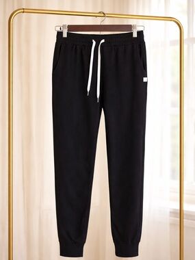 Vuori Black Joggers with White Drawstring